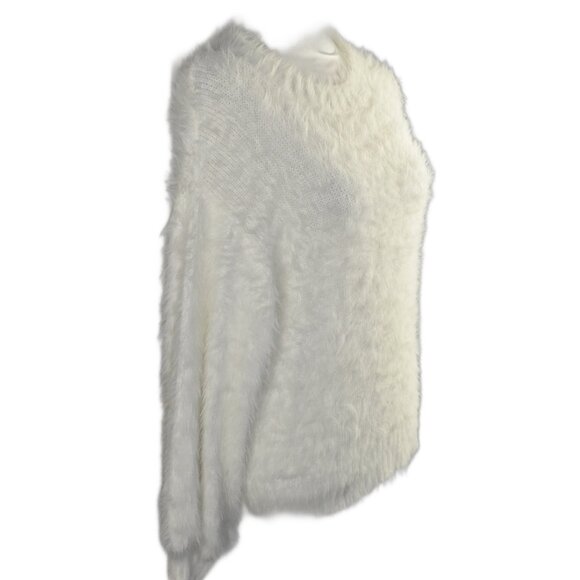 Elan White Angora Mohair Style LS Crewneck Pullover Sweater, Size Medium - Picture 5 of 8